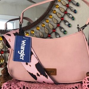 NWT Wrangler Blush Pink Shoulder/Crossbody Handbag w/Animal Print Fashion Strap